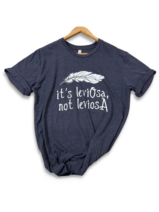 Outlash Wear Tops - Outlash Leviosa Harry Potter T-Shirt It’s LeviOsa, Not LeviosA Graphic Tee Gray